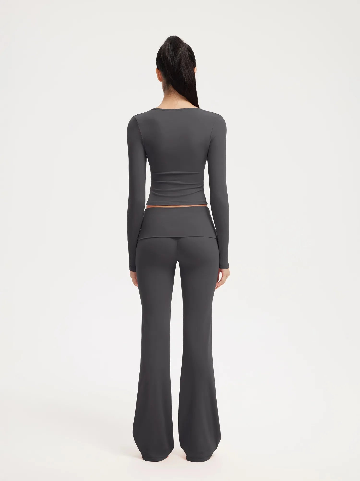 SUUKSESS Women 2 pieces Lounge Sets Long Sleeve V Neck Tops Fold Over Flare Leggings-SUUKSESS-SUUKSESS