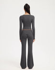 SUUKSESS Women 2 pieces Lounge Sets Long Sleeve V Neck Tops Fold Over Flare Leggings-SUUKSESS-SUUKSESS