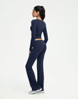 SUUKSESS Women 2 pieces Lounge Sets Long Sleeve V Neck Tops Fold Over Flare Leggings-SUUKSESS-SUUKSESS