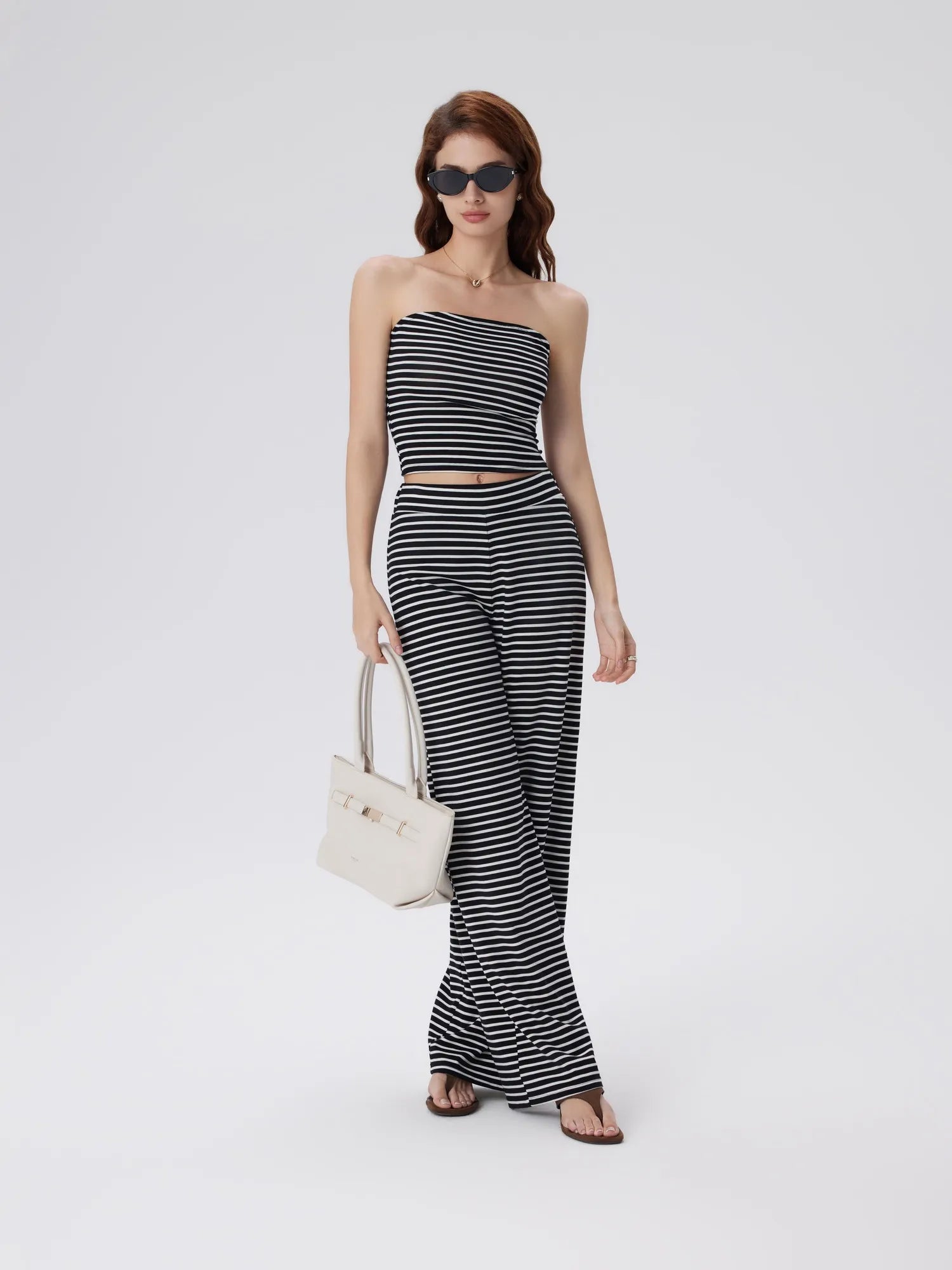 Tube Wide Leg Pants 2 Piece Lounge Set-SUUKSESS-SUUKSESS