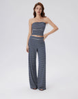 Tube Wide Leg Pants 2 Piece Lounge Set-SUUKSESS-Navy Blue White Stripes-XS-SUUKSESS