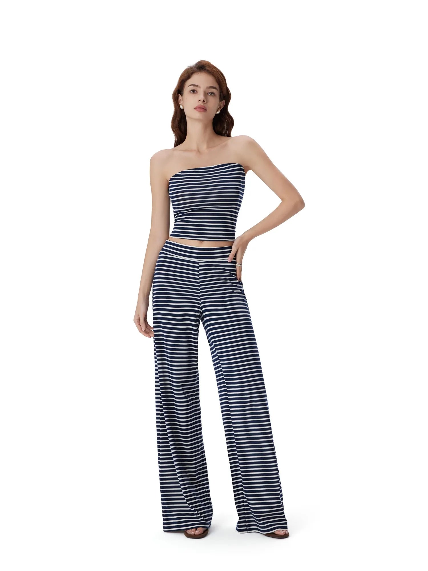 Tube Wide Leg Pants 2 Piece Lounge Set-SUUKSESS-SUUKSESS