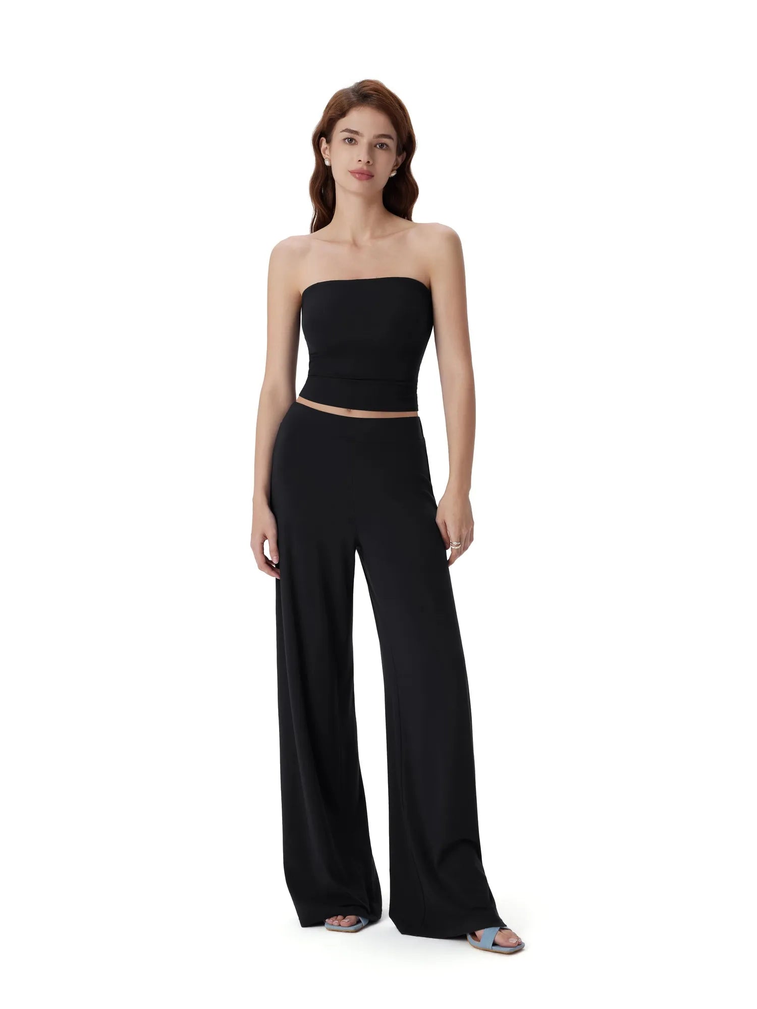 Tube Wide Leg Pants 2 Piece Lounge Set-SUUKSESS-SUUKSESS
