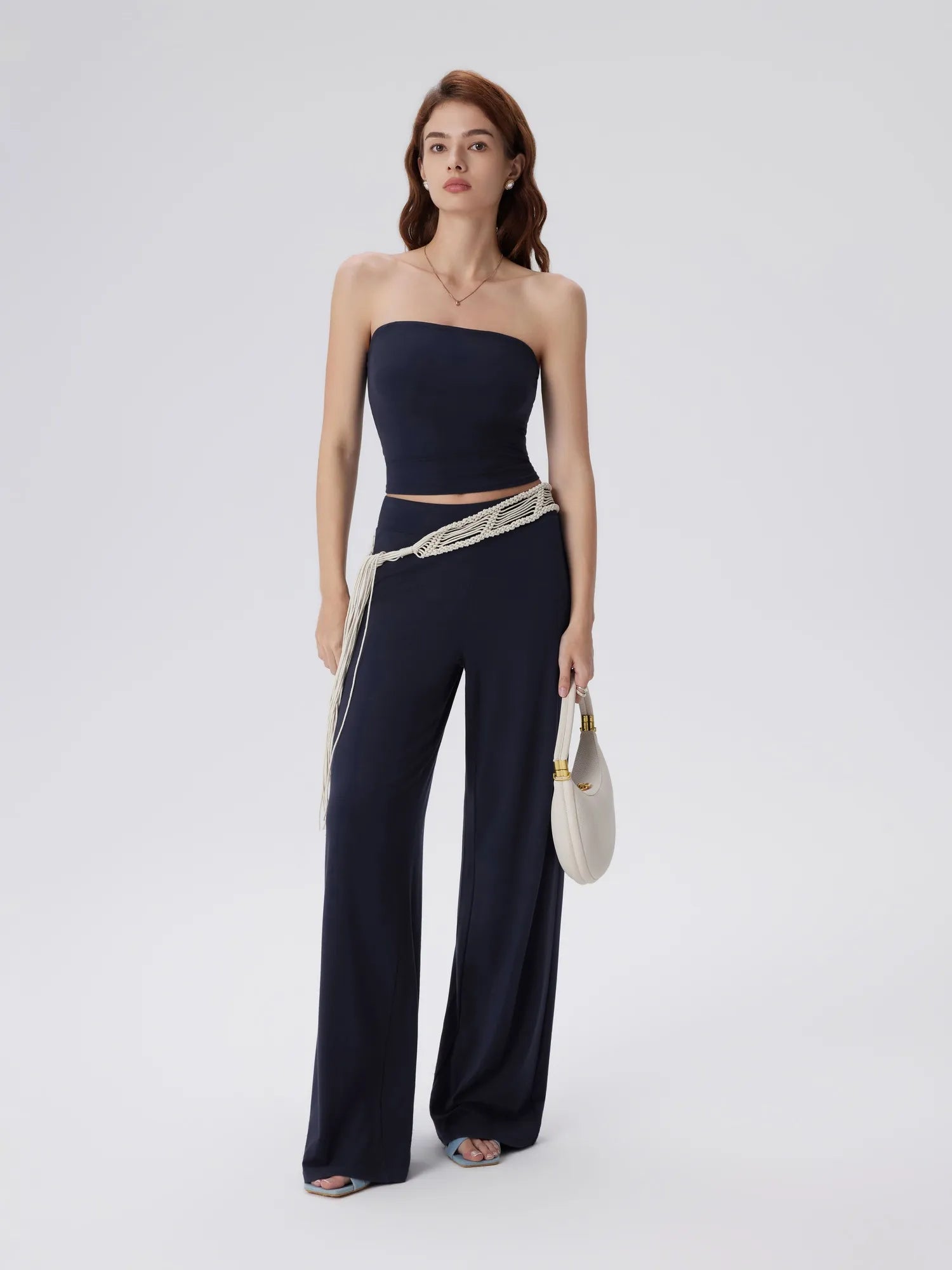 Tube Wide Leg Pants 2 Piece Lounge Set-SUUKSESS-Navy-XS-SUUKSESS