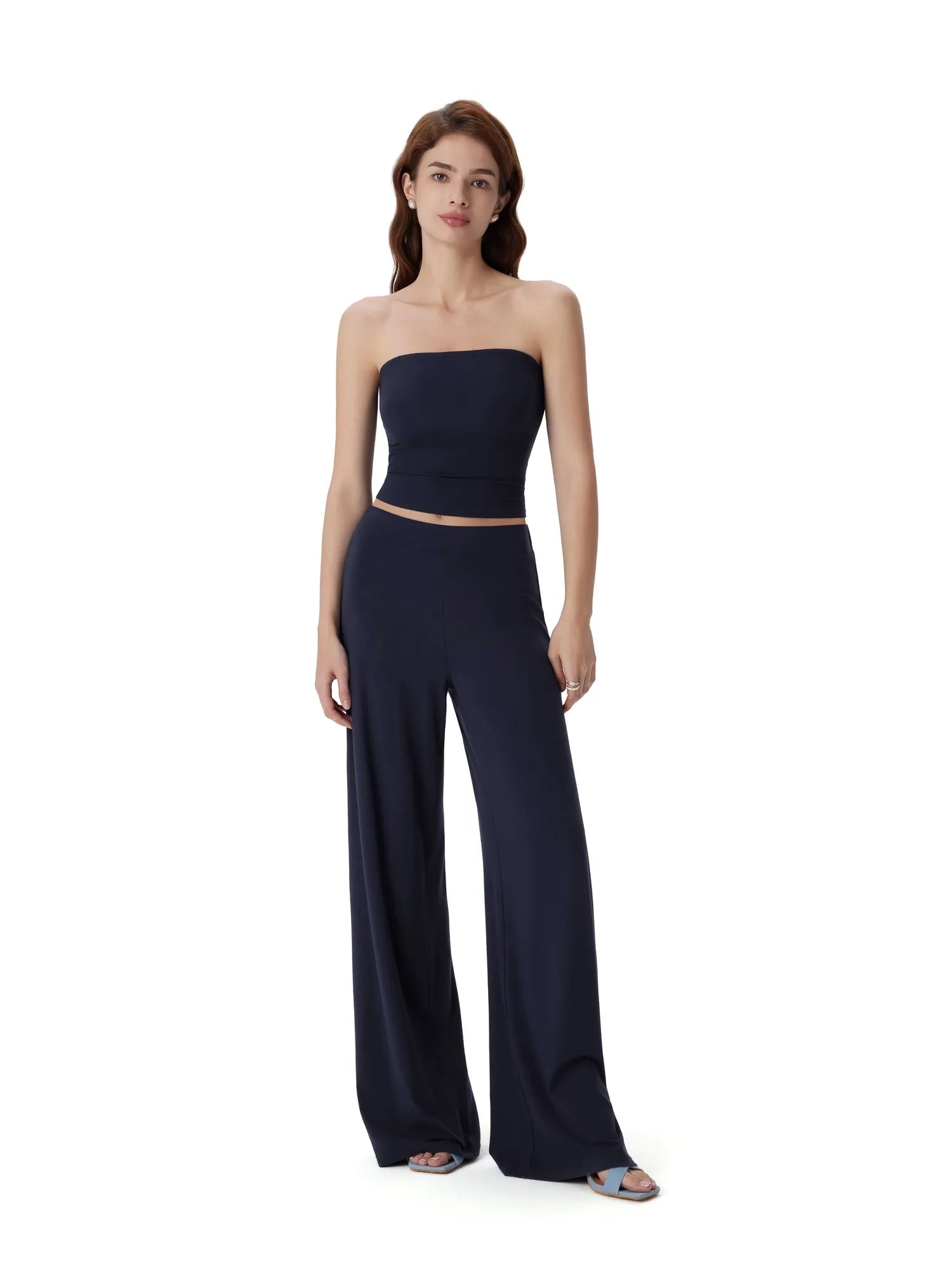 Tube Wide Leg Pants 2 Piece Lounge Set-SUUKSESS-SUUKSESS