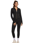 Golden Full Zip Up Jackets Workout Set