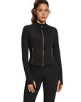 Golden Full Zip Up Jackets Workout Set