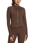 Golden Full Zip Up Jackets Workout Set
