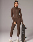 Golden Full Zip Up Jackets Workout Set