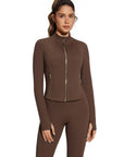 Golden Full Zip Up Jackets Workout Set