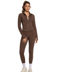 Golden Full Zip Up Jackets Workout Set