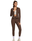 Golden Full Zip Up Jackets Workout Set