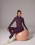 Golden Full Zip Up Jackets Workout Set