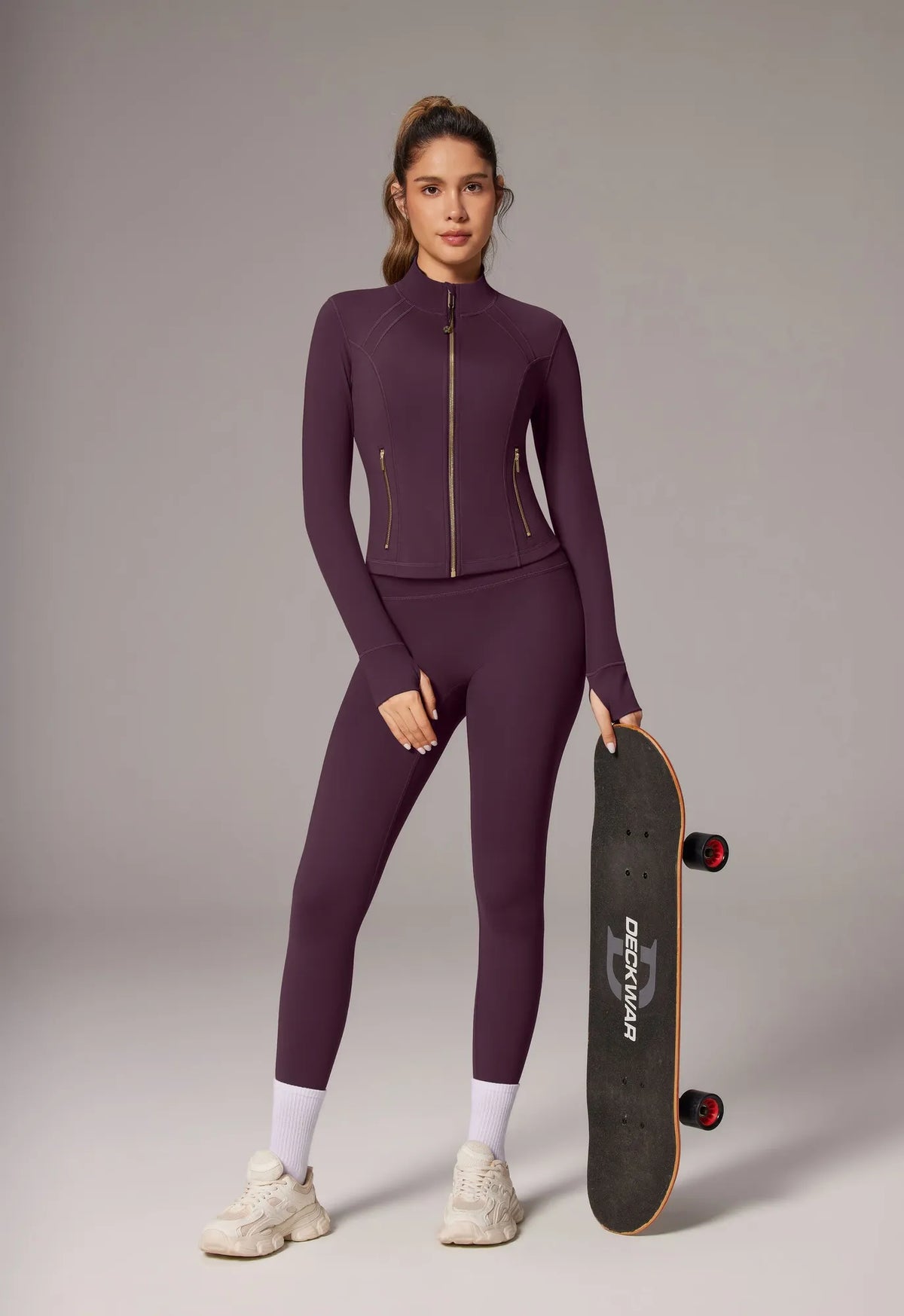 Golden Full Zip Up Jackets Workout Set
