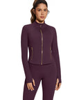Golden Full Zip Up Jackets Workout Set