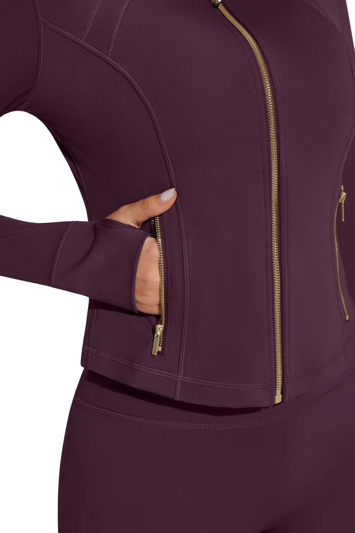 Golden Full Zip Up Jackets Workout Set