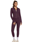 Golden Full Zip Up Jackets Workout Set