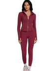 Golden Full Zip Up Jackets Workout Set