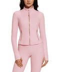 Golden Full Zip Up Jackets Workout Set