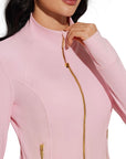 Golden Full Zip Up Jackets Workout Set