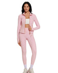 Golden Full Zip Up Jackets Workout Set