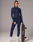 Golden Full Zip Up Jackets Workout Set