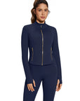 Golden Full Zip Up Jackets Workout Set