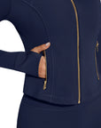 Golden Full Zip Up Jackets Workout Set