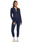 Golden Full Zip Up Jackets Workout Set