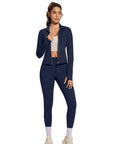 Golden Full Zip Up Jackets Workout Set