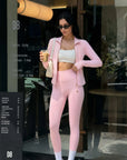 Golden Full Zip Up Jackets Workout Set