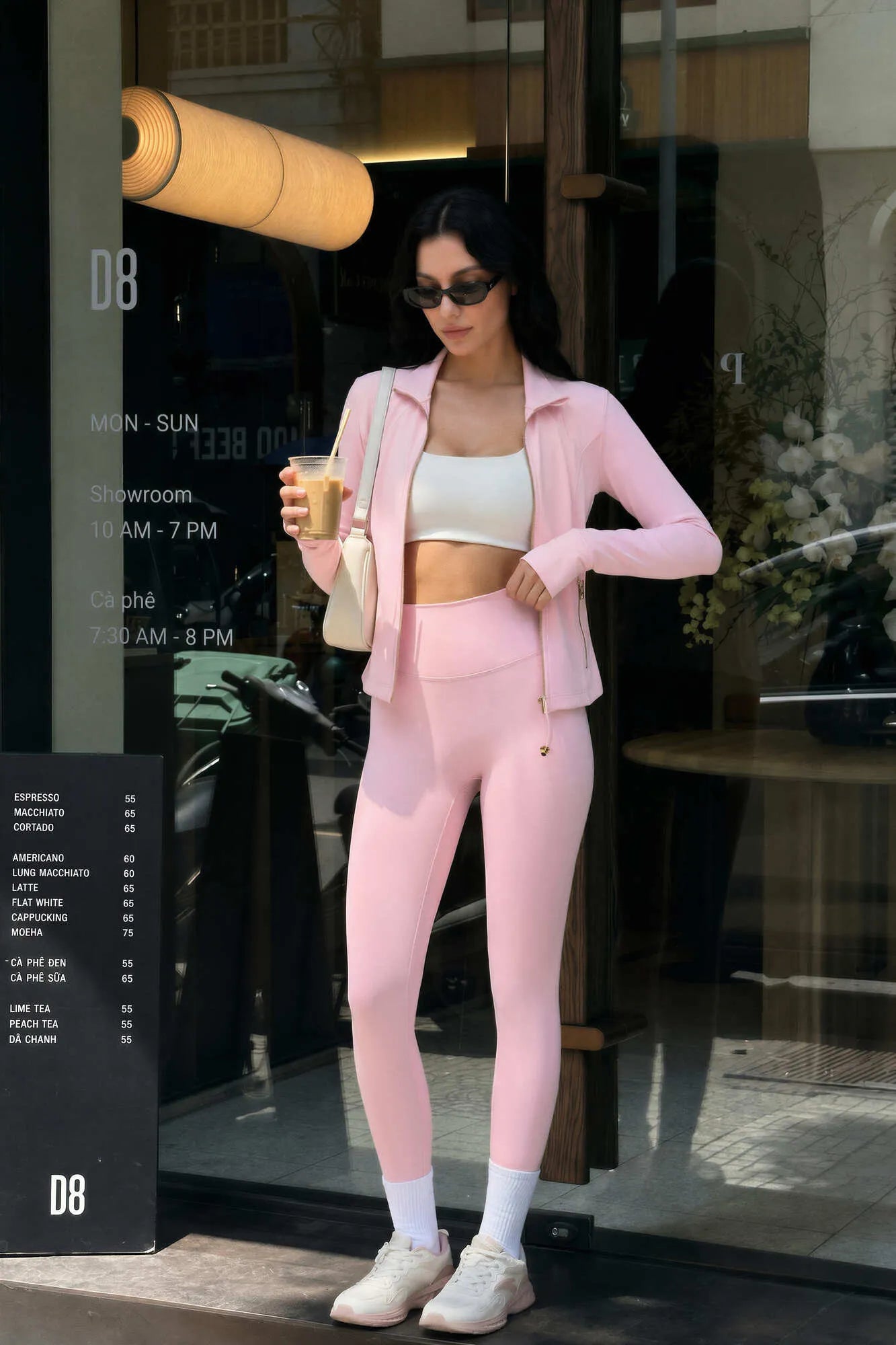 Golden Full Zip Up Jackets Workout Set