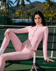 Golden Full Zip Up Jackets Workout Set