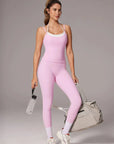 Double Layer Padded Top Leggings Workout Sets-SUUKSESS-Pink-XS-SUUKSESS