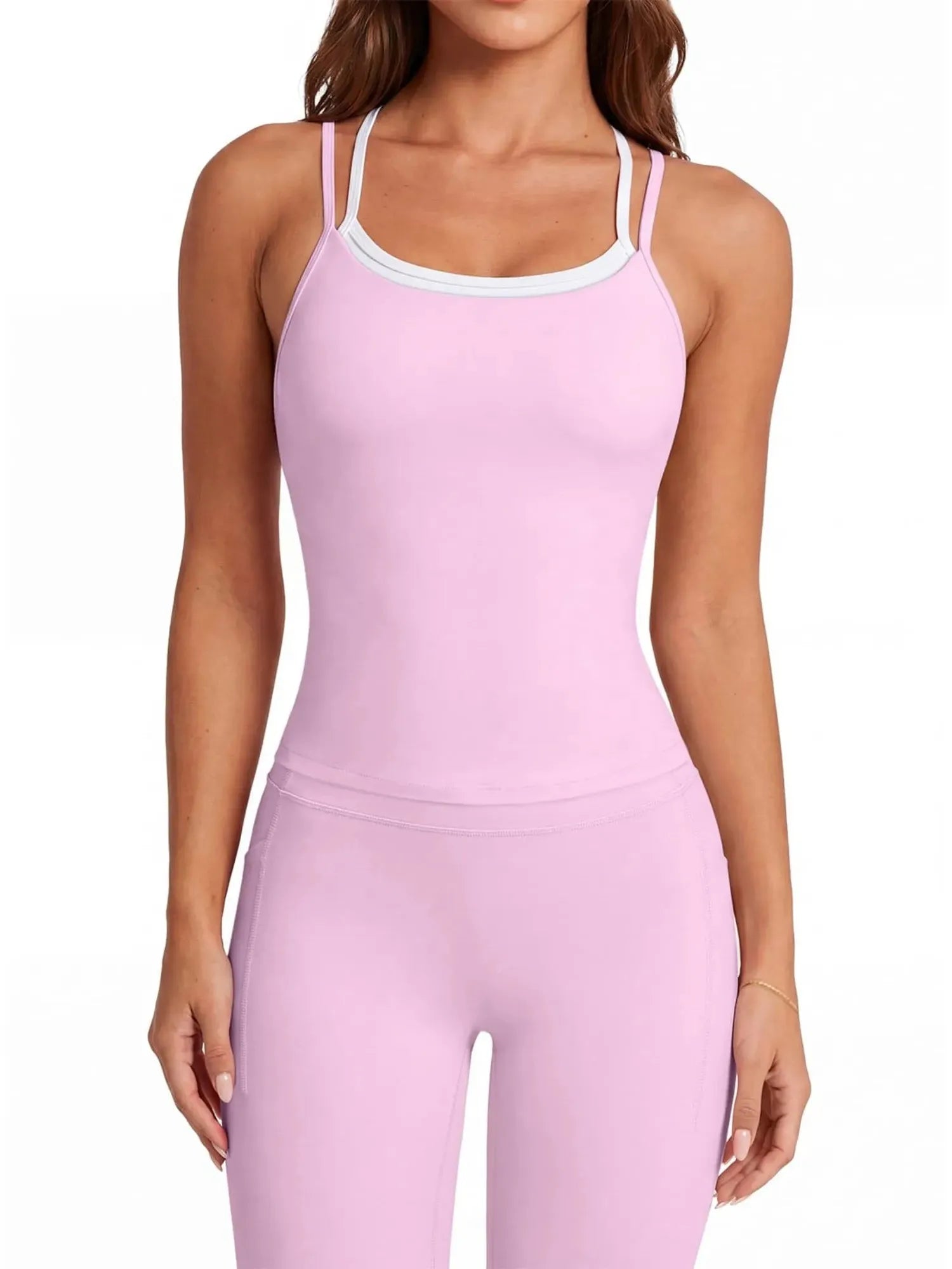 Double Layer Padded Top Leggings Workout Sets-SUUKSESS-SUUKSESS