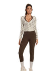Tie Front Wrap Tops Leggings Outfits - Long Sleeve