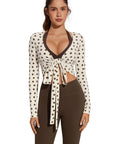 Tie Front Wrap Tops Leggings Outfits - Long Sleeve