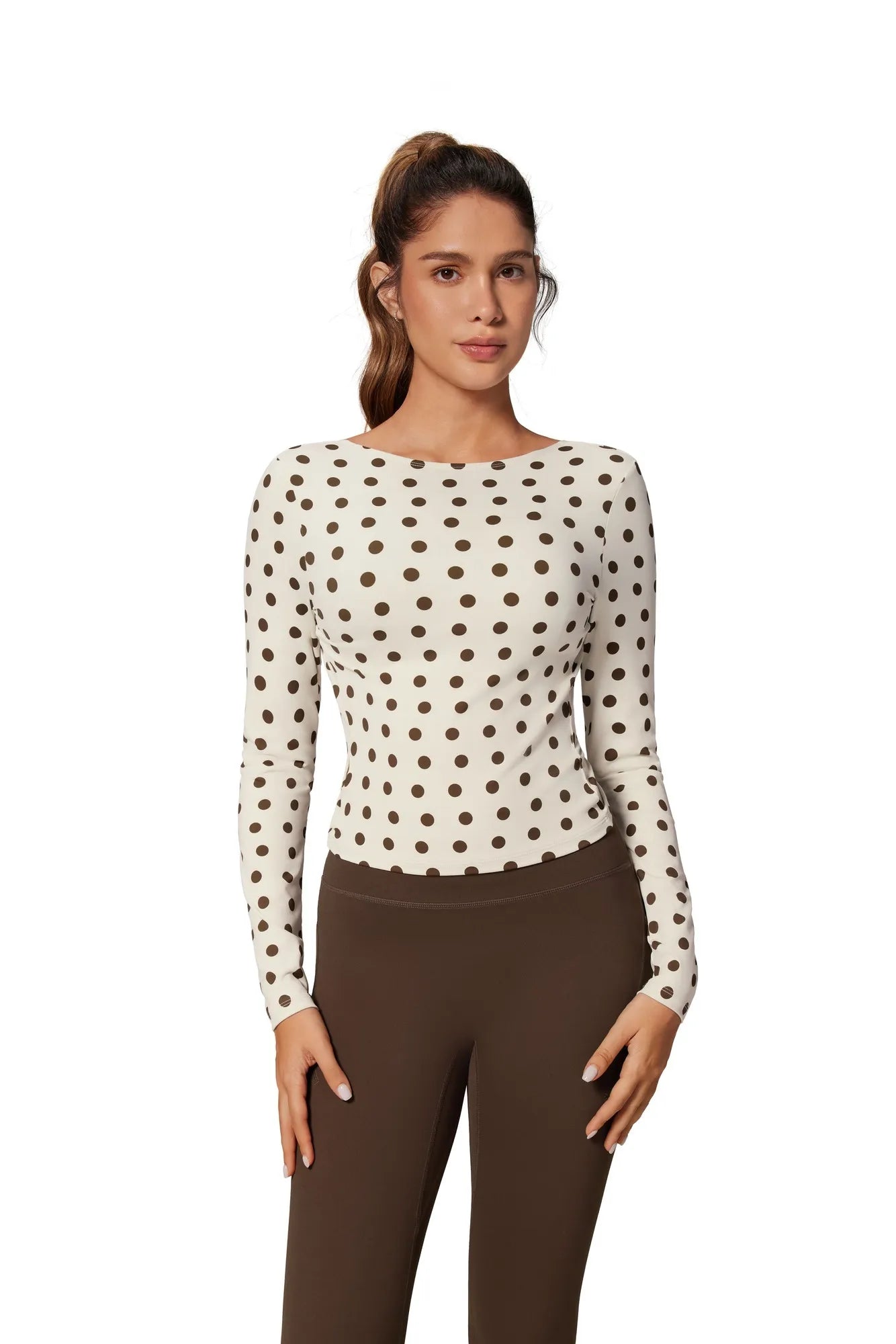 Tie Front Wrap Tops Leggings Outfits - Long Sleeve