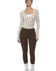 Tie Front Wrap Tops Leggings Outfits - Long Sleeve