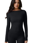 Tie Front Wrap Tops Leggings Outfits - Long Sleeve