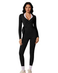 Tie Front Wrap Tops Leggings Outfits - Long Sleeve