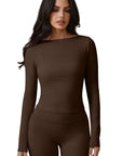 Tie Front Wrap Tops Leggings Outfits - Long Sleeve