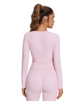 Tie Front Wrap Tops Leggings Outfits - Long Sleeve