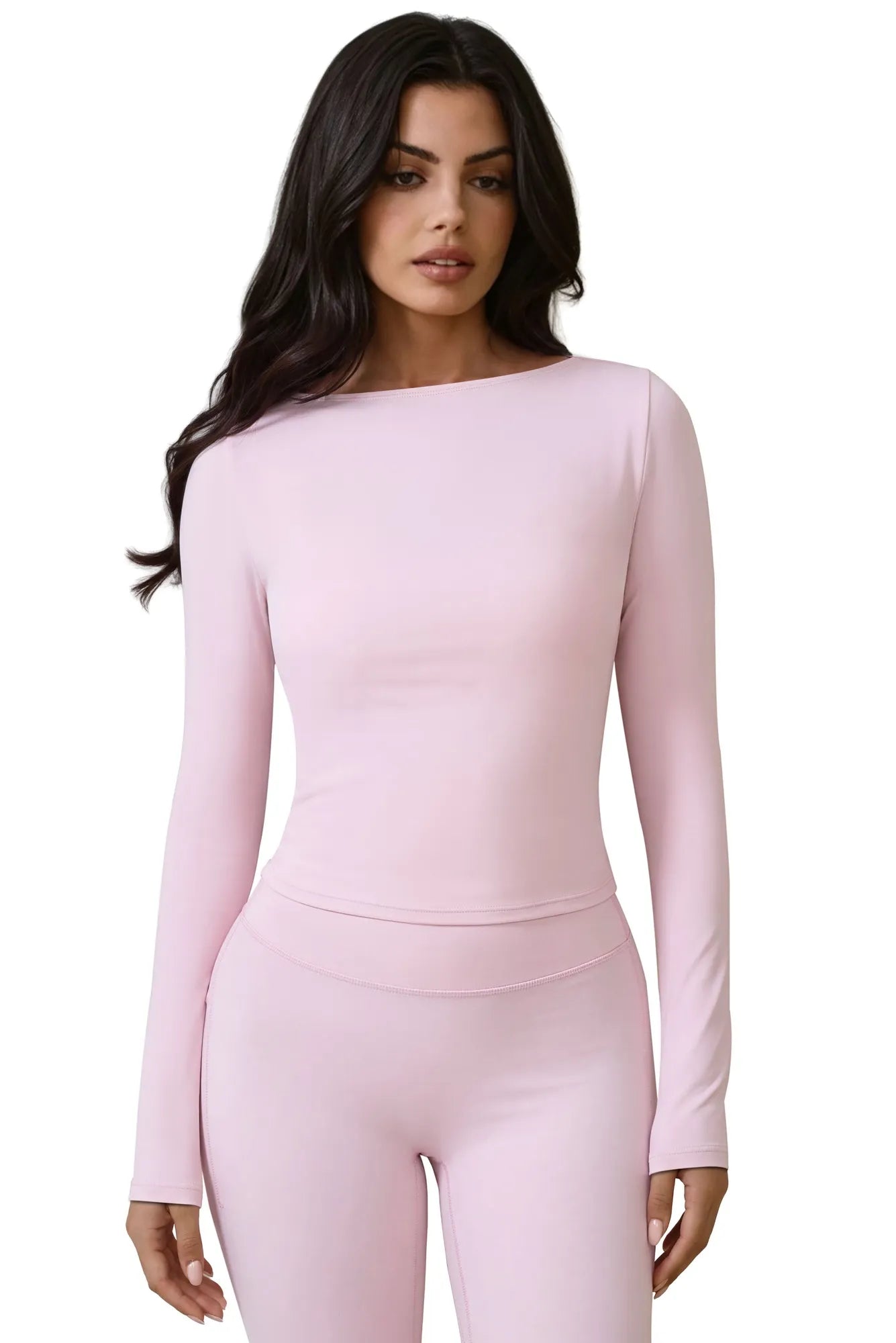 Tie Front Wrap Tops Leggings Outfits - Long Sleeve