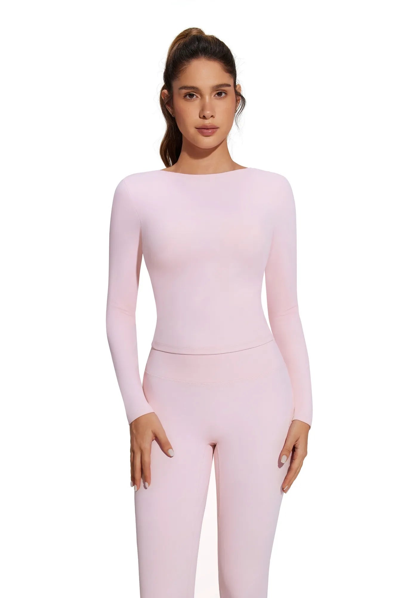 Tie Front Wrap Tops Leggings Outfits - Long Sleeve