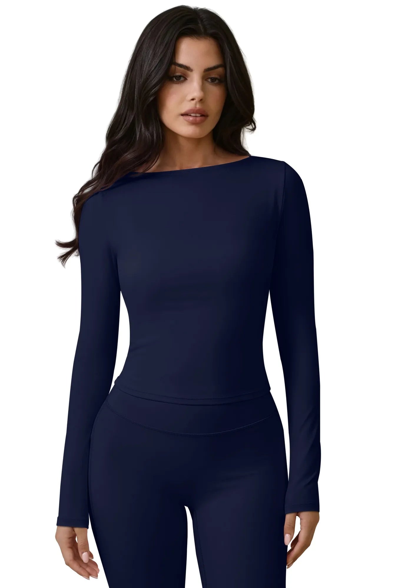 Tie Front Wrap Tops Leggings Outfits - Long Sleeve