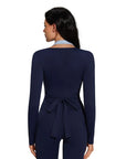 Tie Front Wrap Tops Leggings Outfits - Long Sleeve