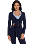 Tie Front Wrap Tops Leggings Outfits - Long Sleeve