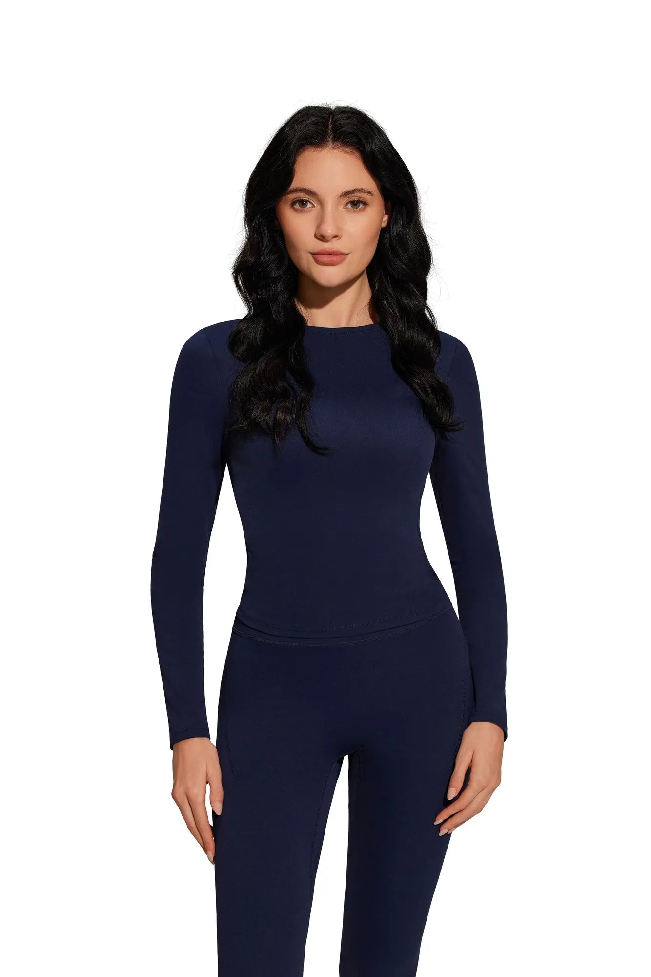 Tie Front Wrap Tops Leggings Outfits - Long Sleeve