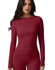 Tie Front Wrap Tops Leggings Outfits - Long Sleeve